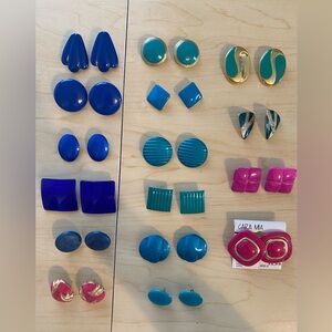 16 Pairs Pierced Earrings Bright Solid Colors